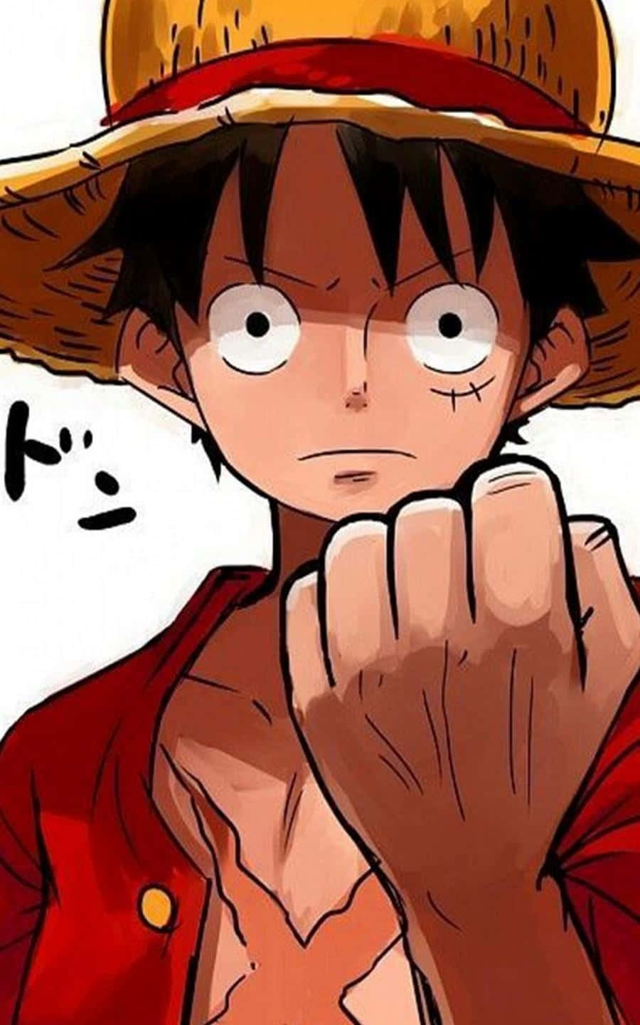 Cool Luffy, straw hat, red coat, HD Phone Wallpaper