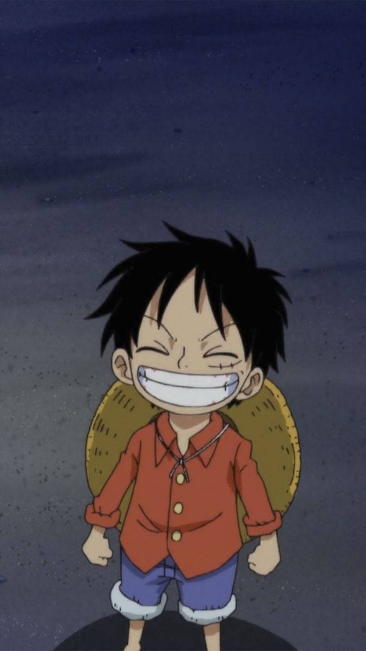 Luffy, orange shirt, blue shorts, HD Phone Wallpaper
