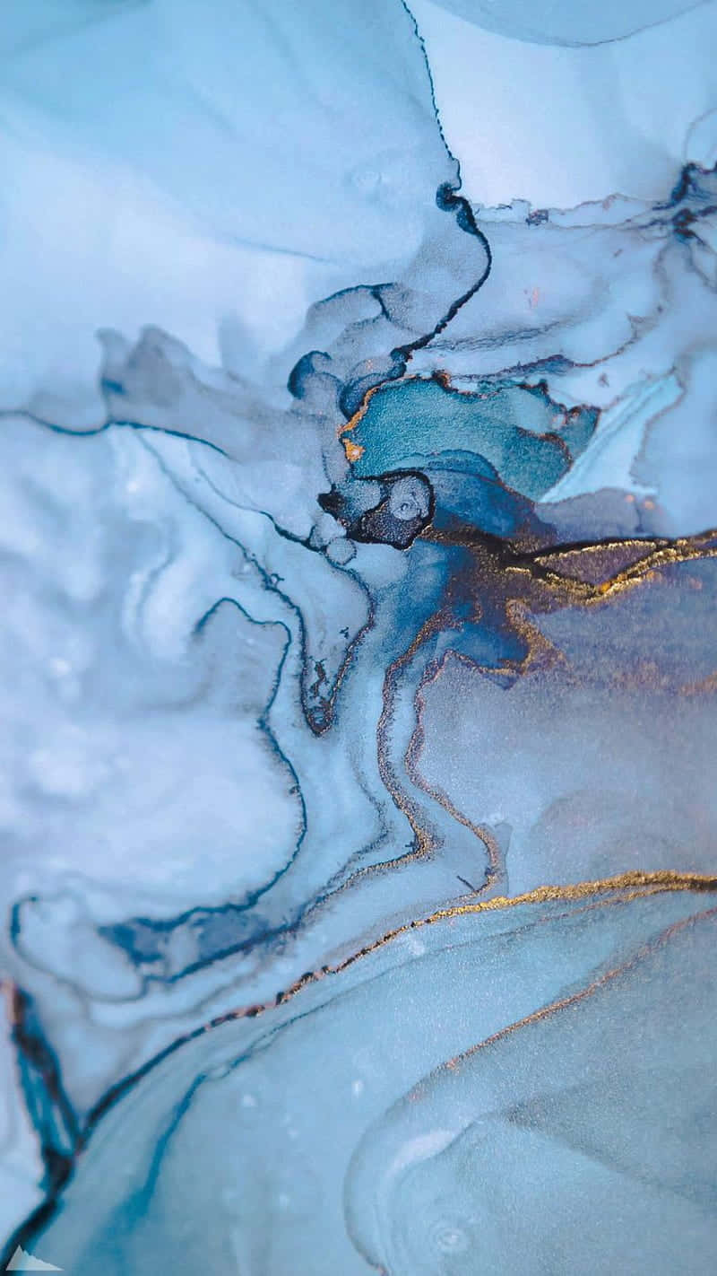 Cool Marble, fluid blue, gold abstract paint swirls, HD Phone Wallpaper