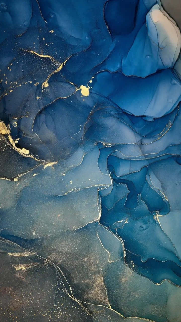 blue, gold, liquid, HD Phone Wallpaper