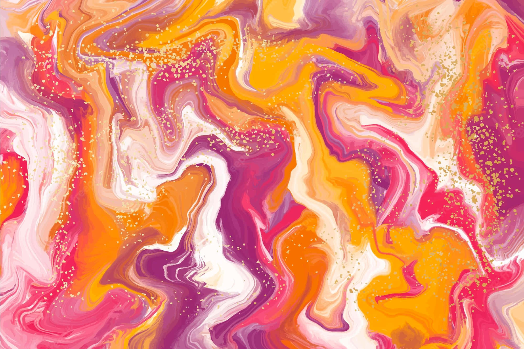 Red Marble Tile, vibrant swirling abstract pattern, bold orange pink and white hues, Full HD Desktop Wallpaper