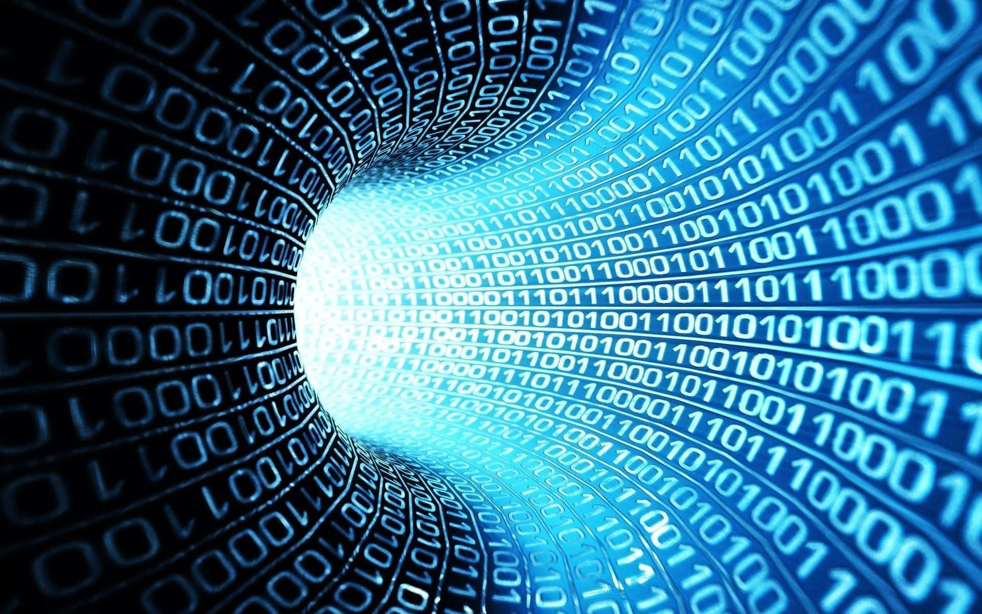 blue background, binary code, glowing blue digital tunnel, Full HD Desktop Wallpaper