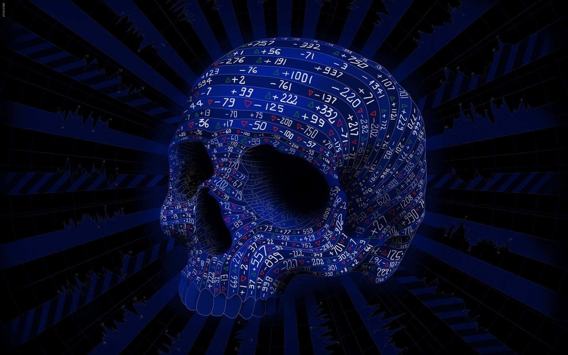 blue skull, blue background, glowing blue skull, Full HD Desktop Wallpaper