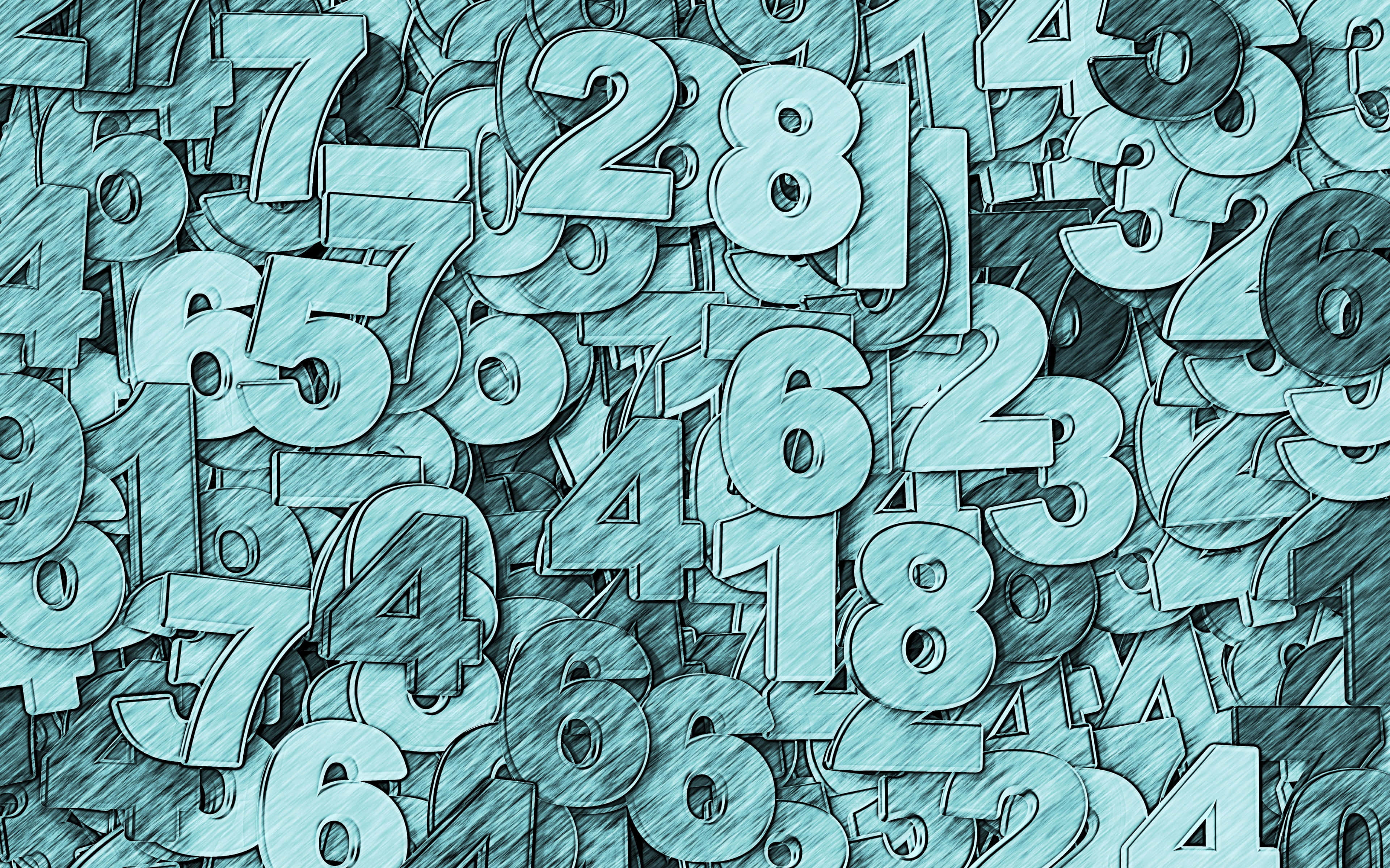 blue background, 3d numbers, teal, 4K Desktop Wallpaper