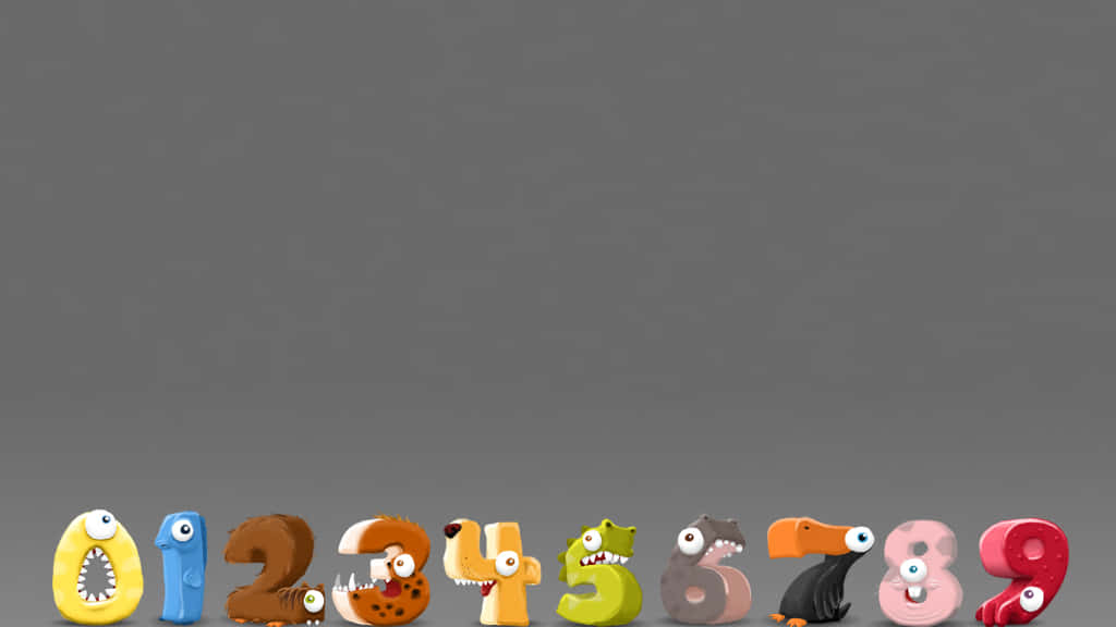 Cool Math, number zero through nine, googly eyes, SD Desktop Wallpaper