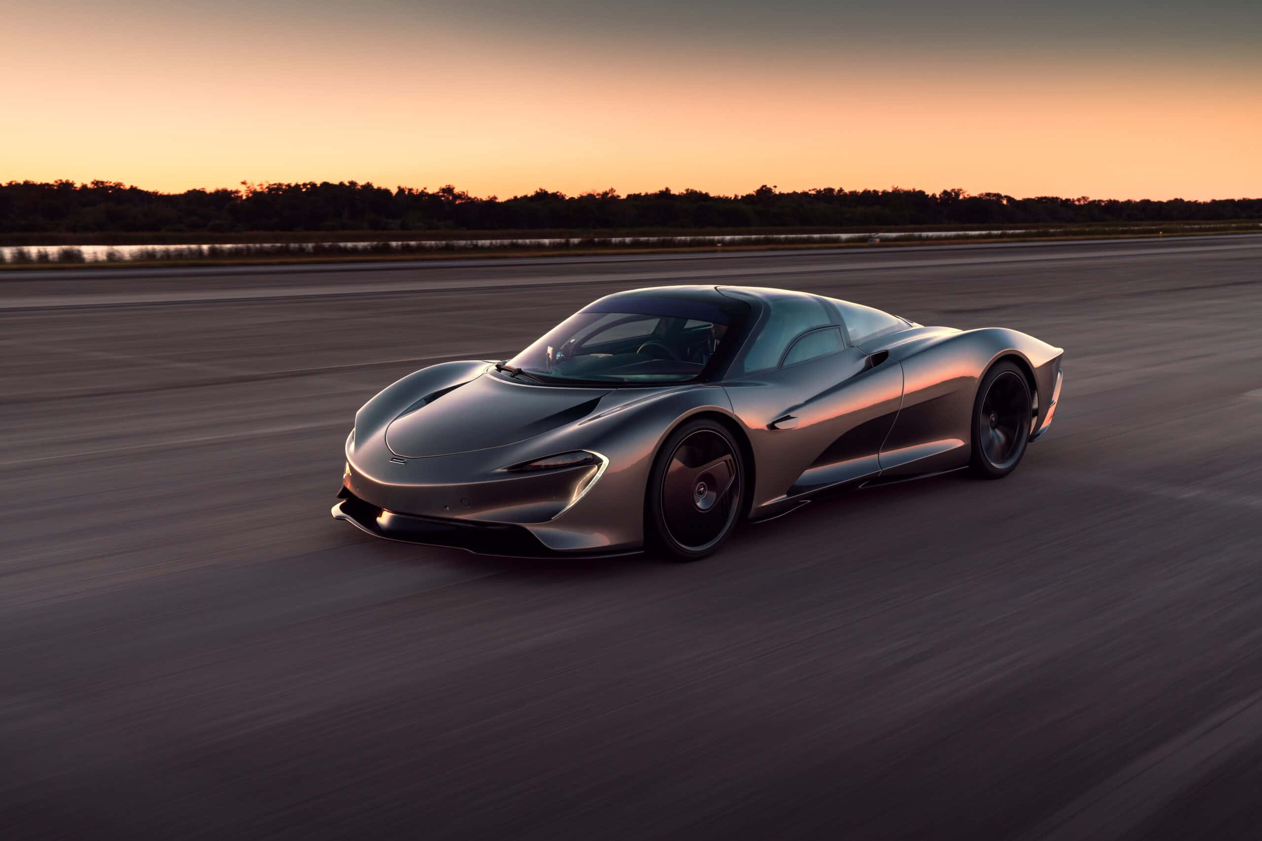 Cool Mclaren, sleek silver sports car, racetrack, 2K Desktop Wallpaper
