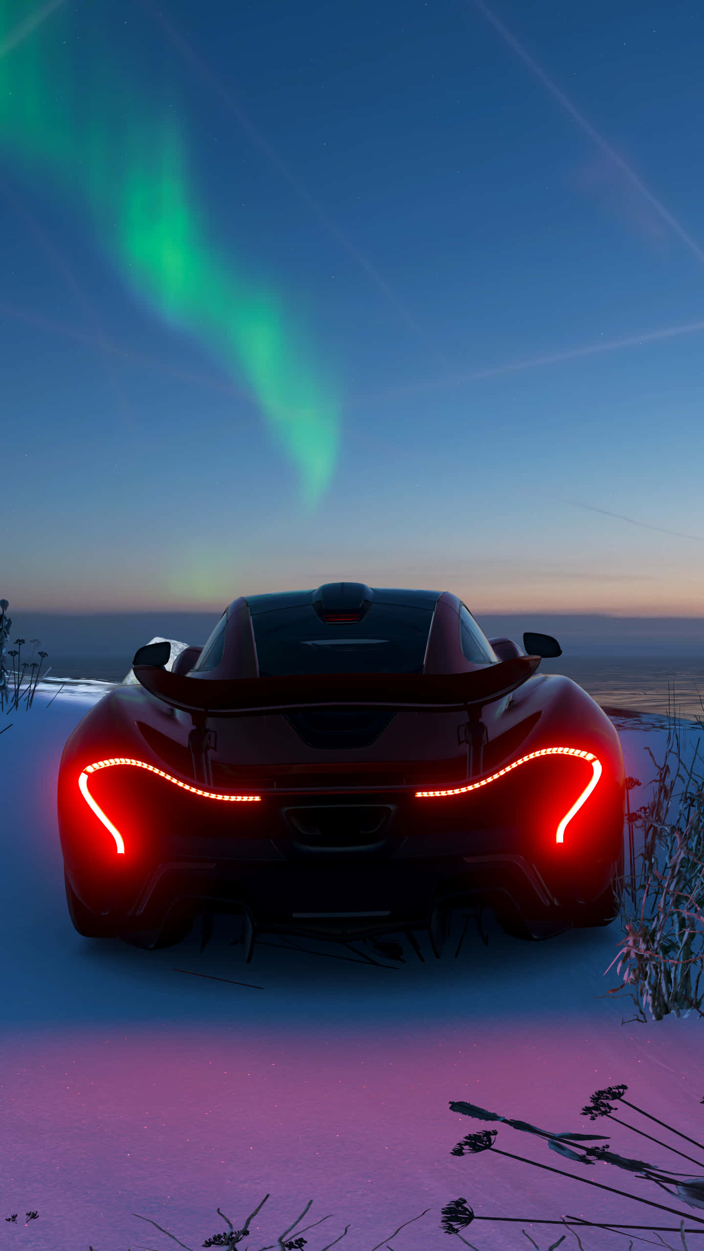 McLaren, sleek red sports car, glowing taillights, 2K Phone Wallpaper