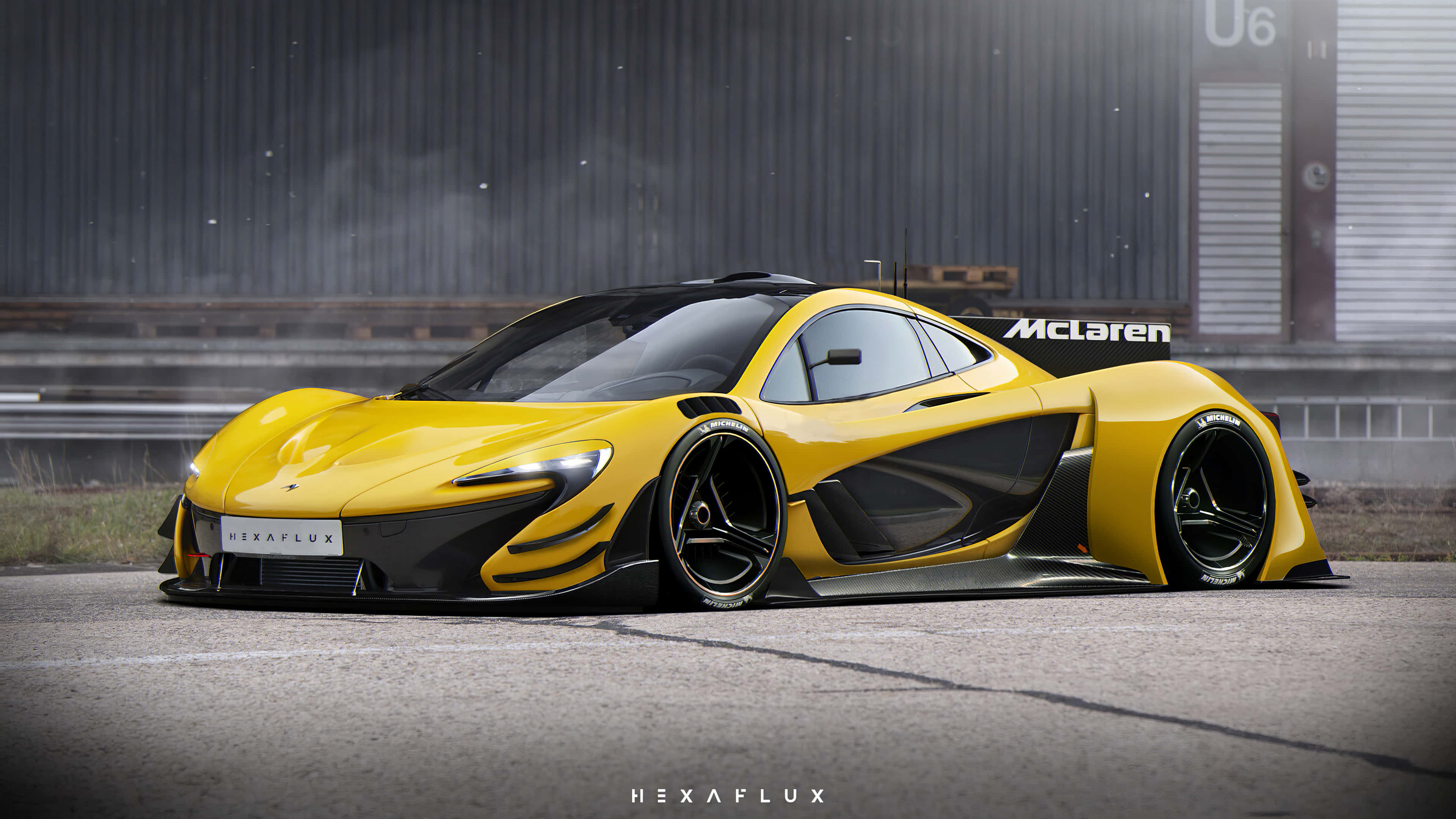 McLaren, vibrant yellow, black accents, 4K Desktop Wallpaper