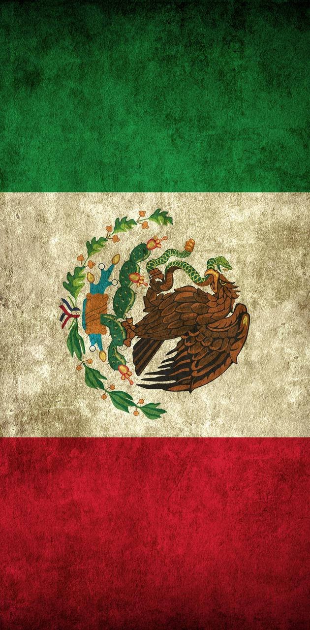 Mexican flag, green white and red stripes, eagle devouring serpent on cactus, HD Phone Wallpaper