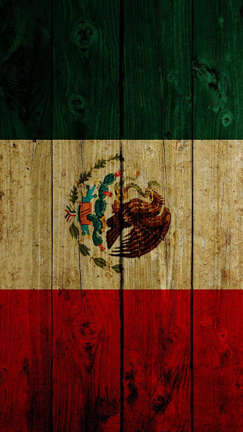 Mexican flag, weathered wooden planks, visible grain, HD Phone Wallpaper