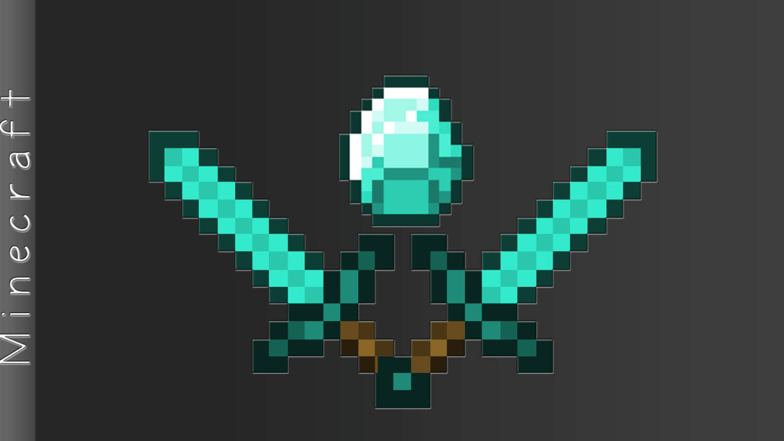 two swords, pixelated diamond swords, diamond block, HD Desktop Wallpaper