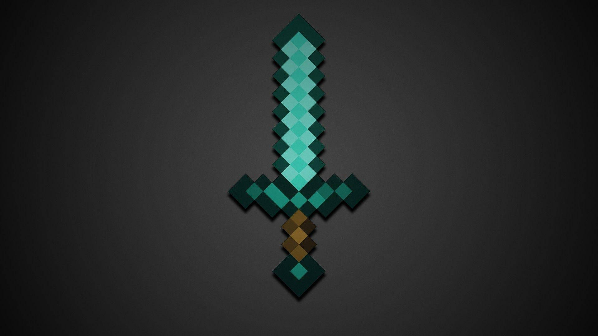 diamond sword, Minecraft, blue, Full HD Desktop Wallpaper