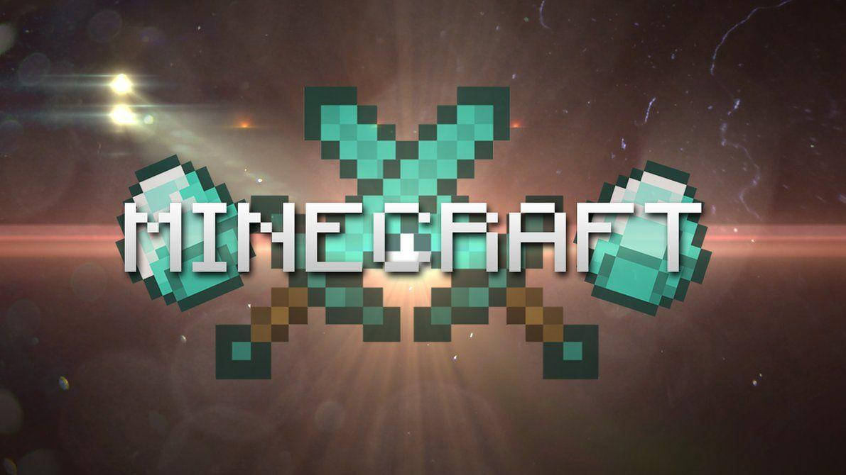 Minecraft, diamond swords, cosmic background, SD Desktop Wallpaper