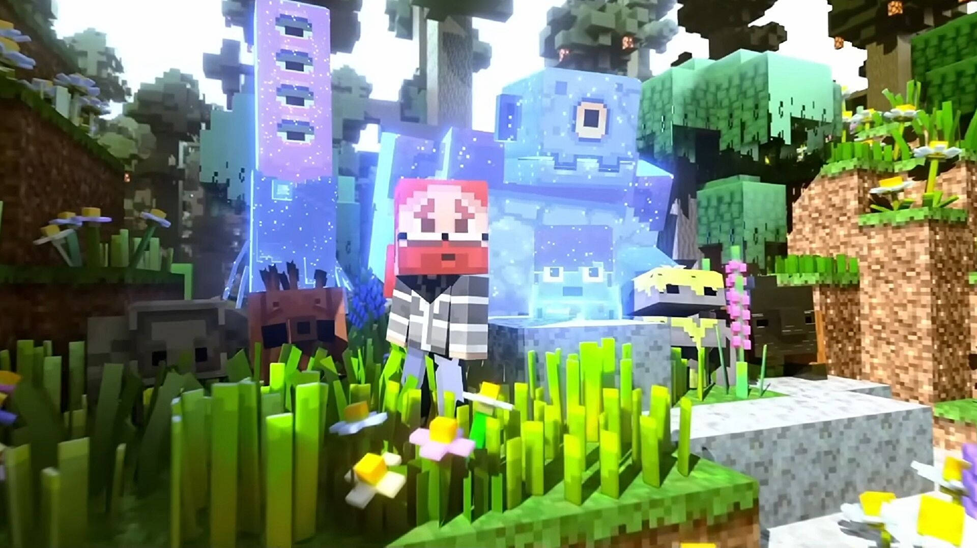 Minecraft, 1.20 Version, pixelated Minecraft character, Full HD Desktop Wallpaper
