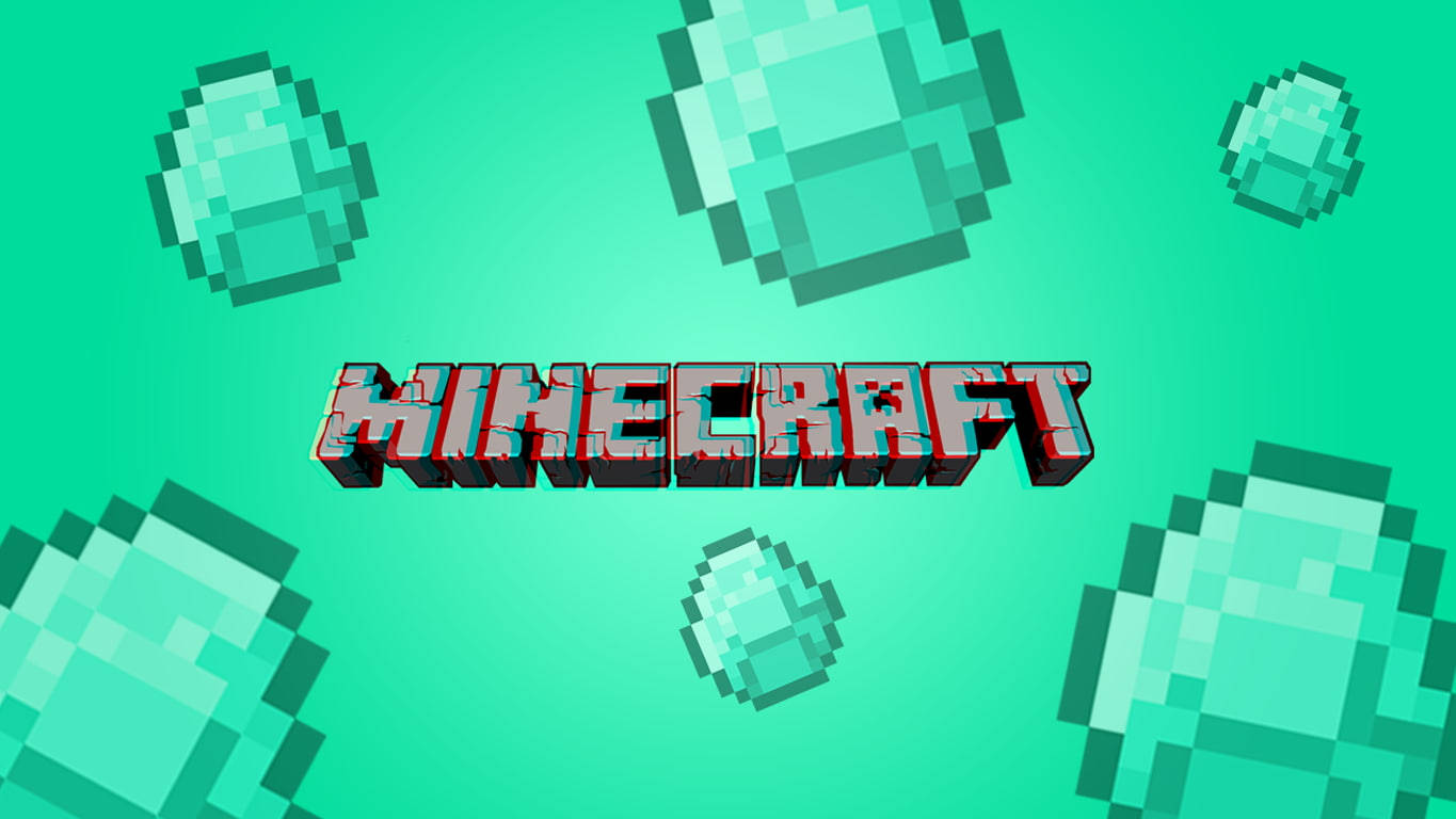 Minecraft, pixelated 3D style, floating diamond blocks, HD Desktop Wallpaper
