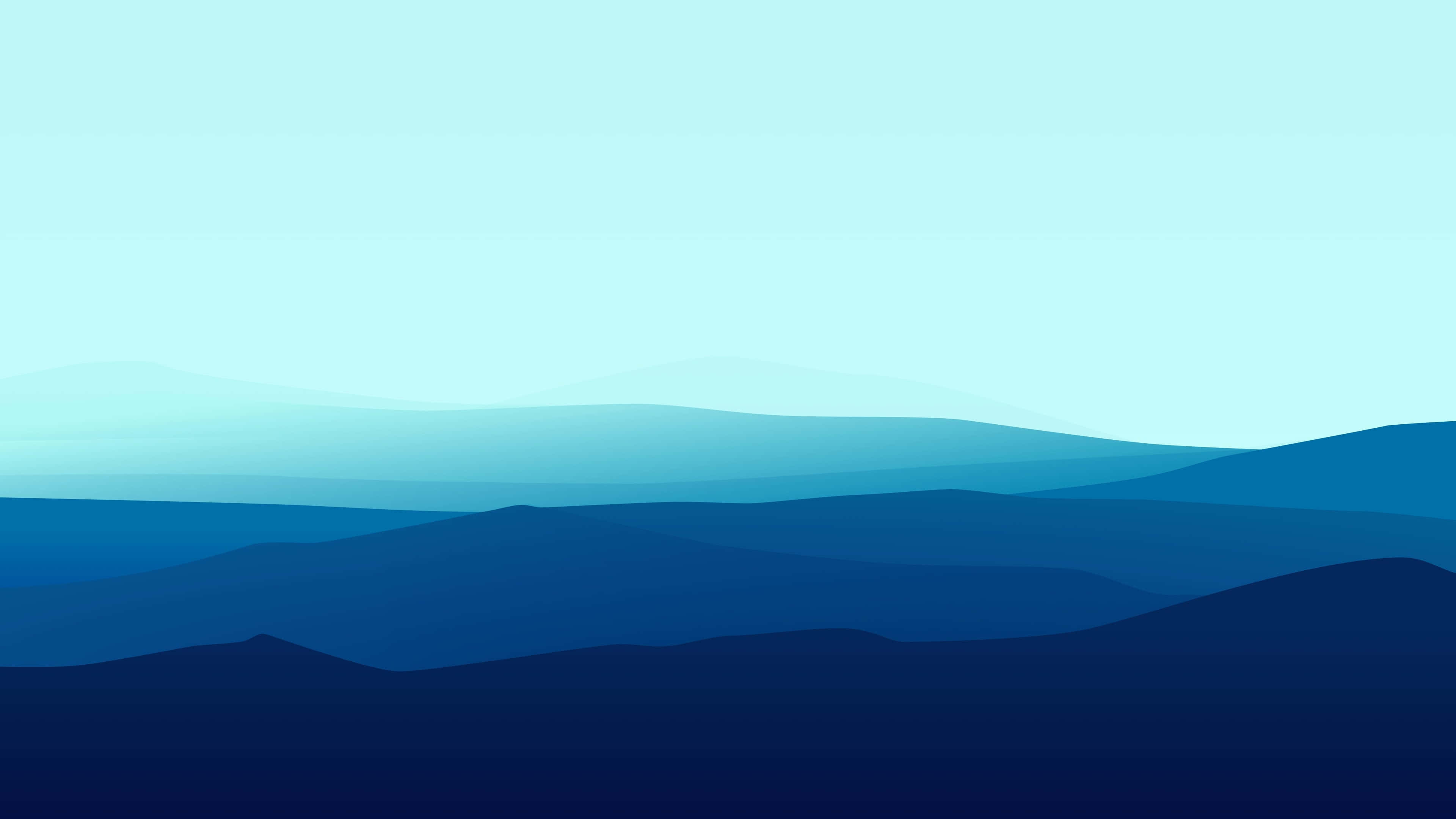 blue and white mountain landscape, blue sky, layered mountain ranges, 4K Desktop Wallpaper