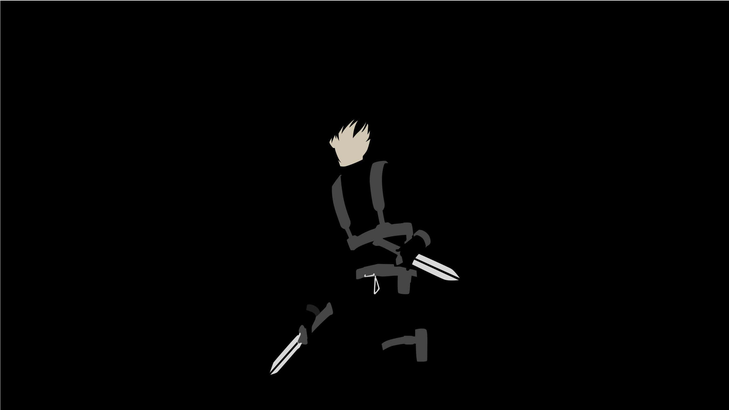 Cool Minimalist, darker than black hei, black and white stick figure, 2K Desktop Wallpaper