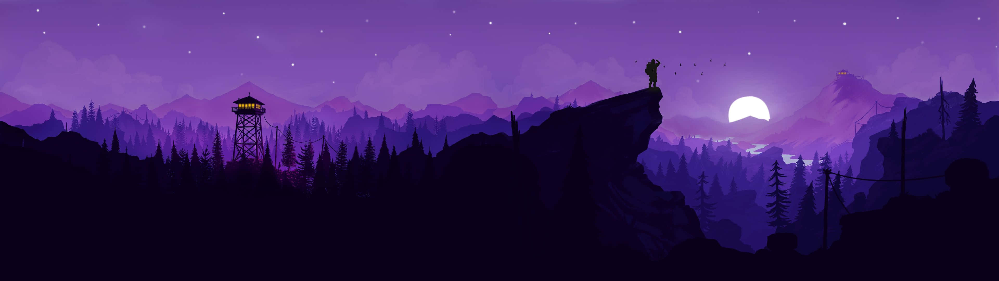 Cool Monitor, purple aesthetic, twilight, 4K Desktop Wallpaper