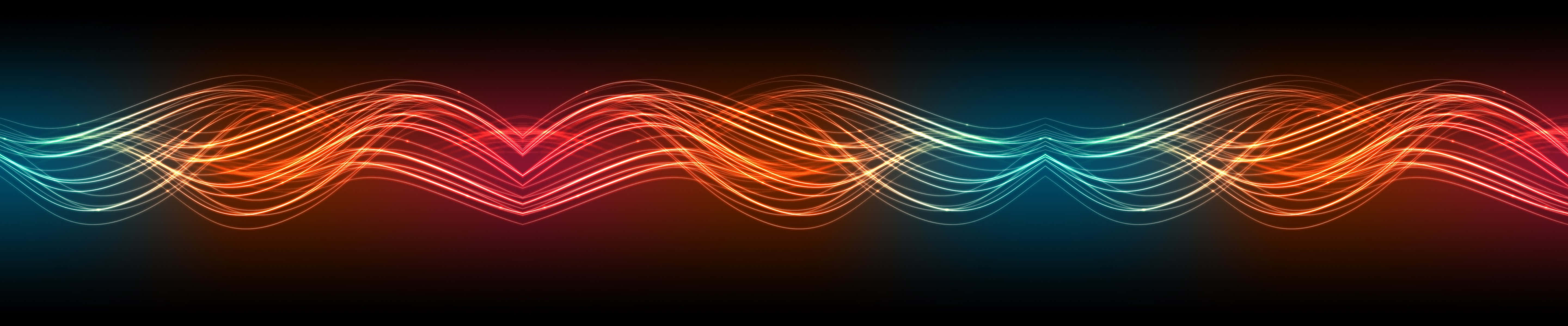 neon wave lines, red orange, cyan, 5K Desktop Wallpaper