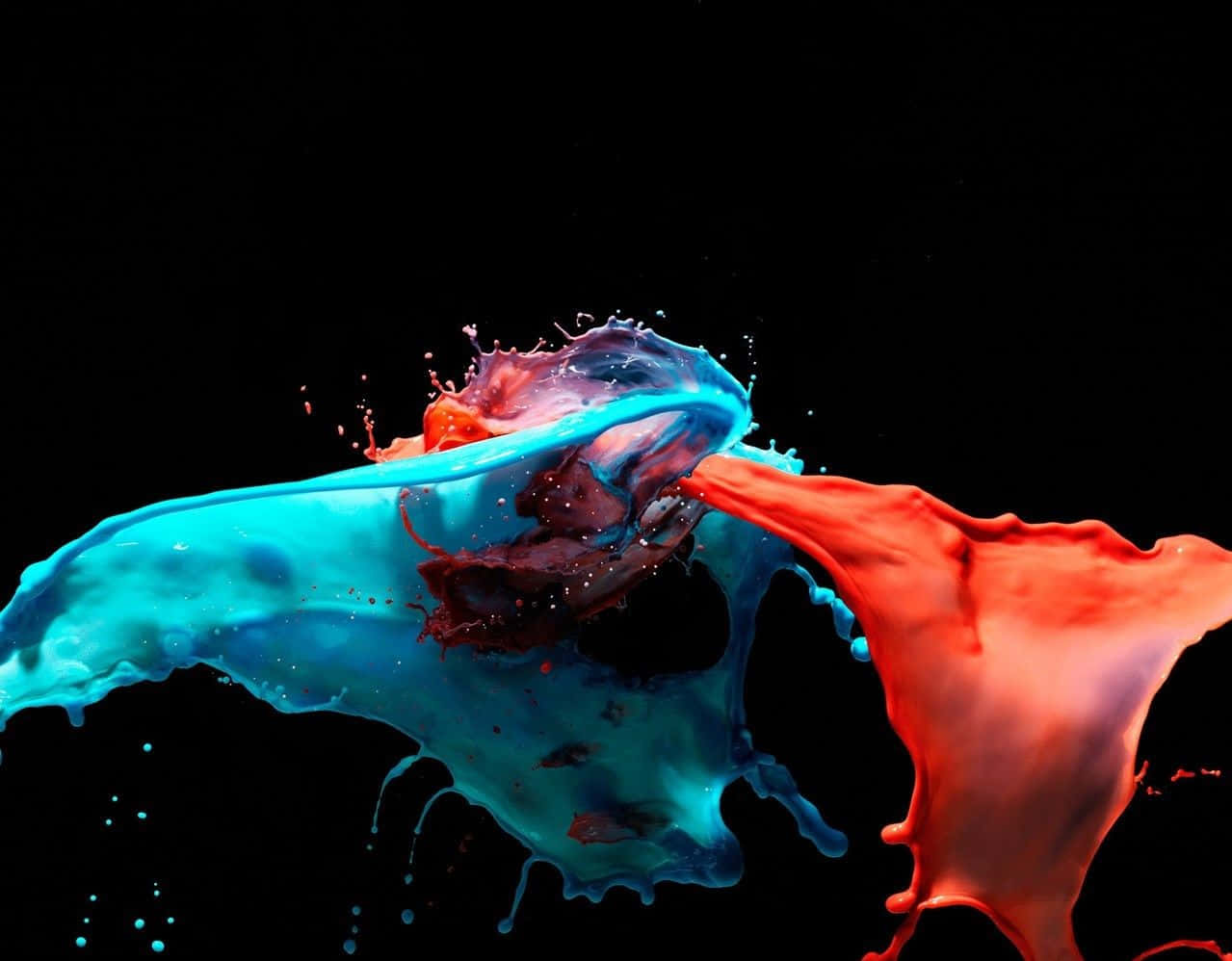 Cool Monitor, vibrant blue, red liquid splashes, SD Desktop Wallpaper
