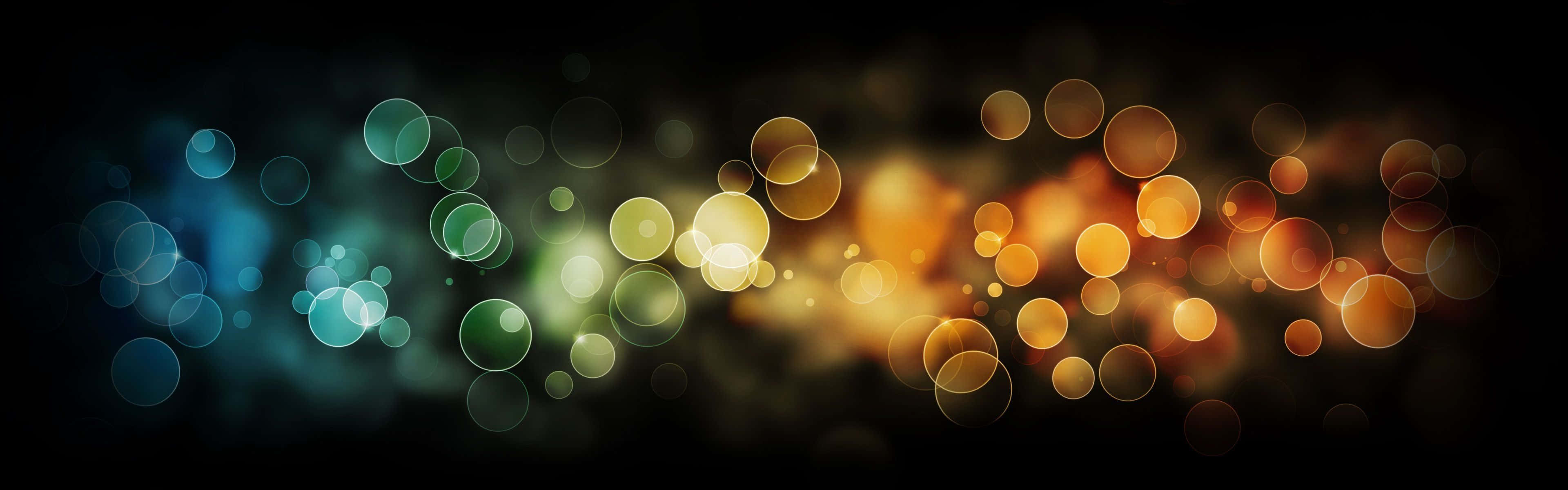 cool dual monitor, glowing bokeh circles, teal, 4K Desktop Wallpaper