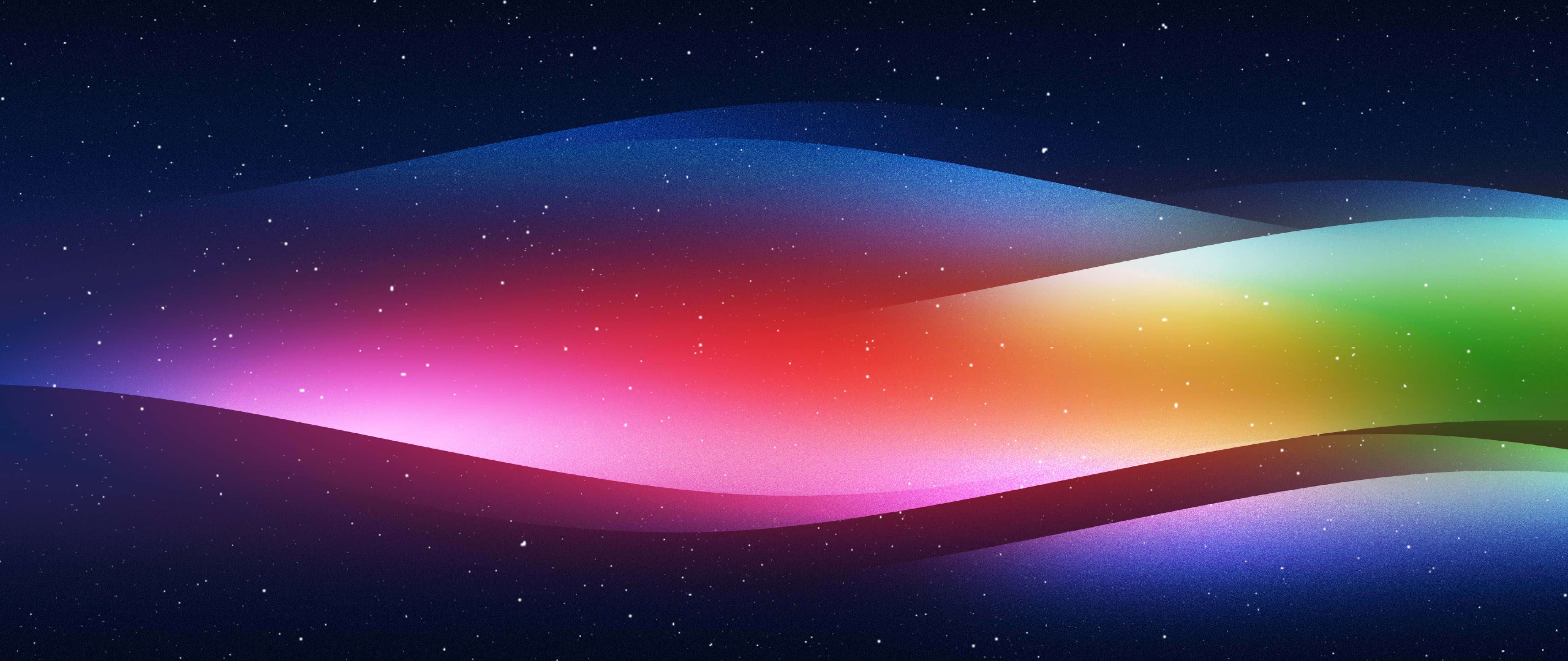 OLED monitor, rainbow wave, starry night sky, 5K Desktop Wallpaper