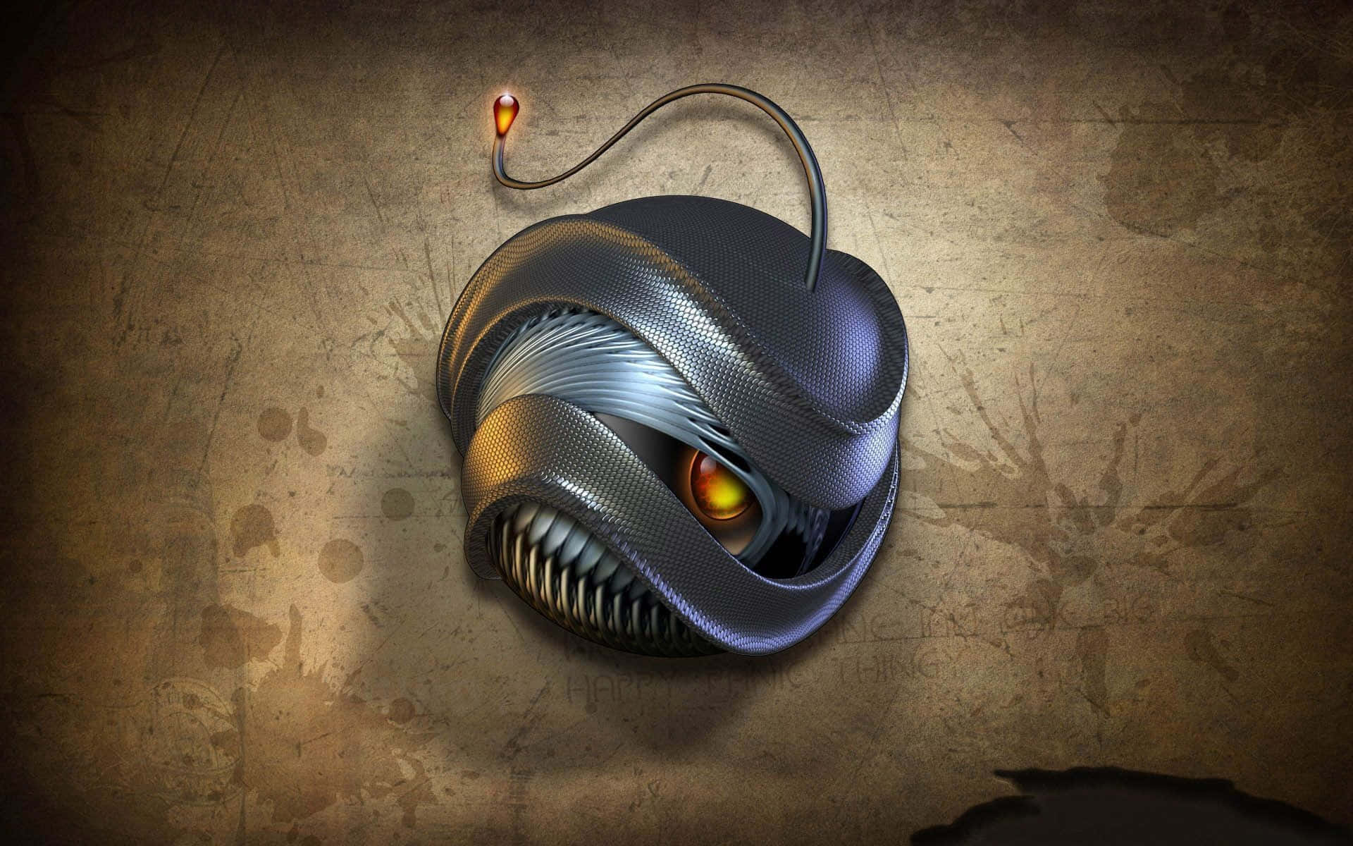 red light, glowing orange eyes, sharp teeth, Full HD Desktop Wallpaper