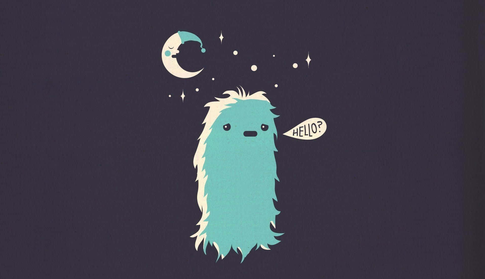 Cool Monster, fluffy blue creature, white fur, HD Desktop Wallpaper