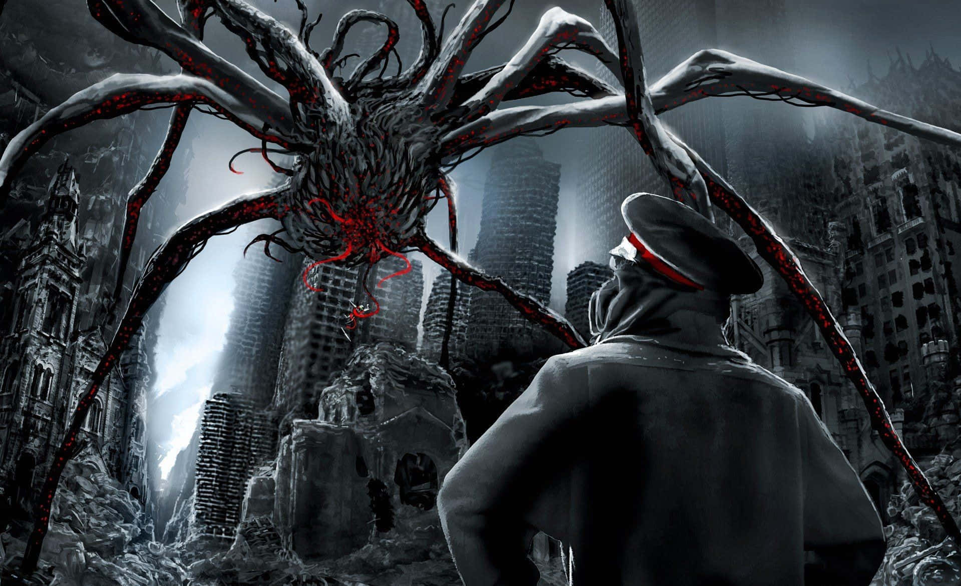 giant spider, colossal monstrous spider, glowing red eyes, HD Desktop Wallpaper