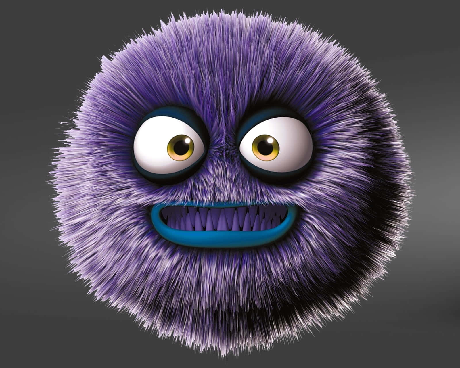 Cool Monster, fluffy purple spherical creature, wide eyes, HD Desktop Wallpaper
