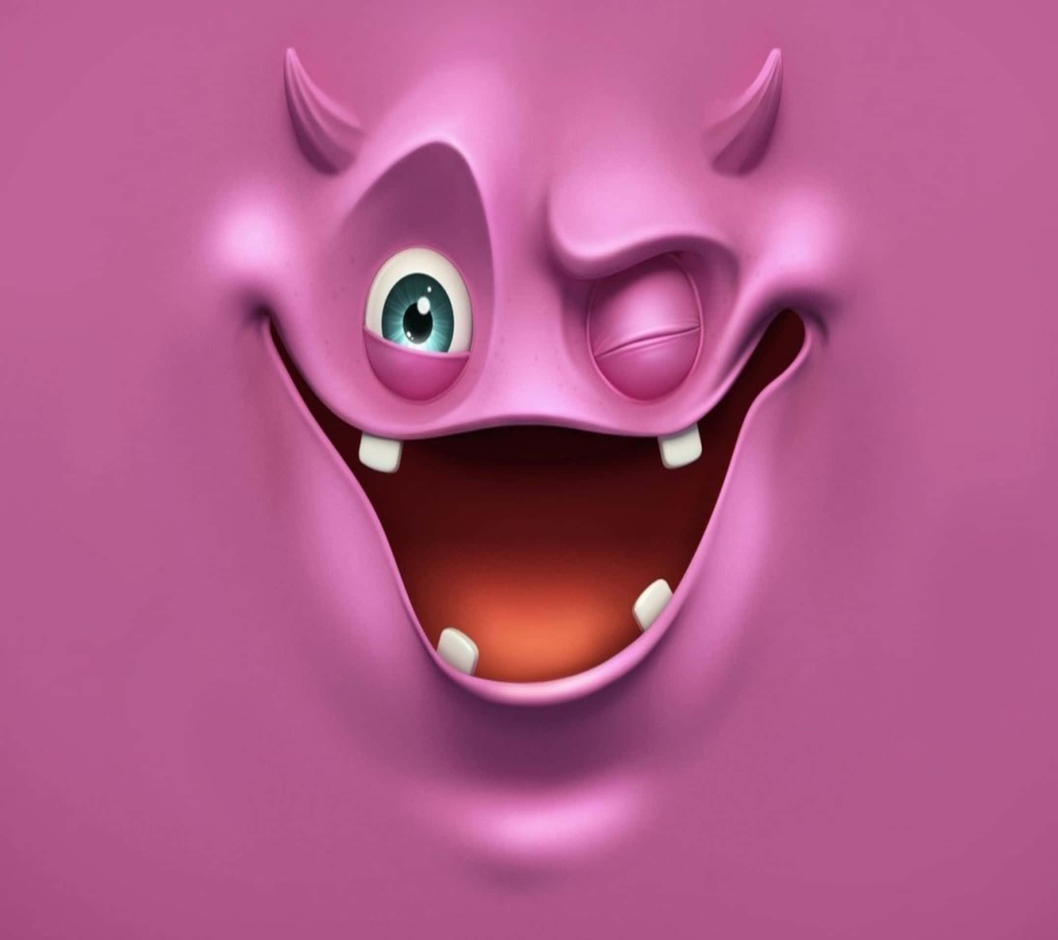 Cool Monster, pink cartoon monster, one big eye, Full HD Desktop Wallpaper