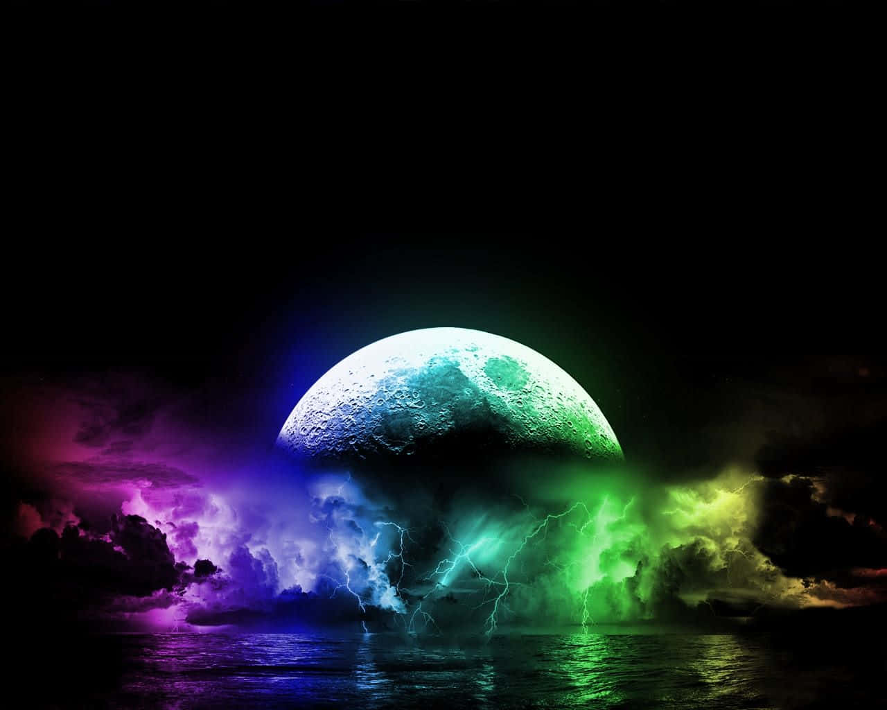 Cool Moon, alien moon, stormy sea, HD Desktop Wallpaper