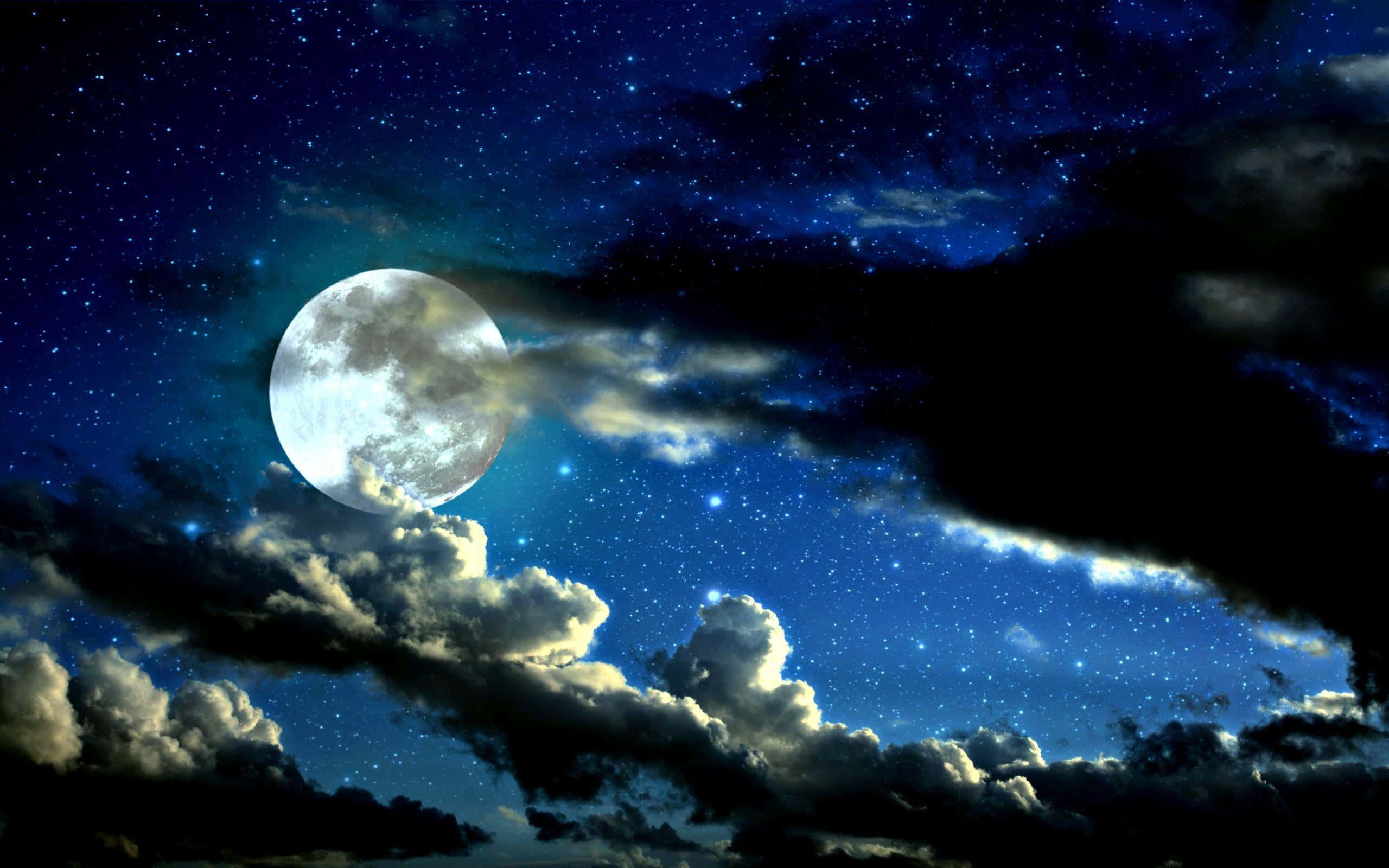 Cool Moon, full moon, dramatic clouds, 2K Desktop Wallpaper