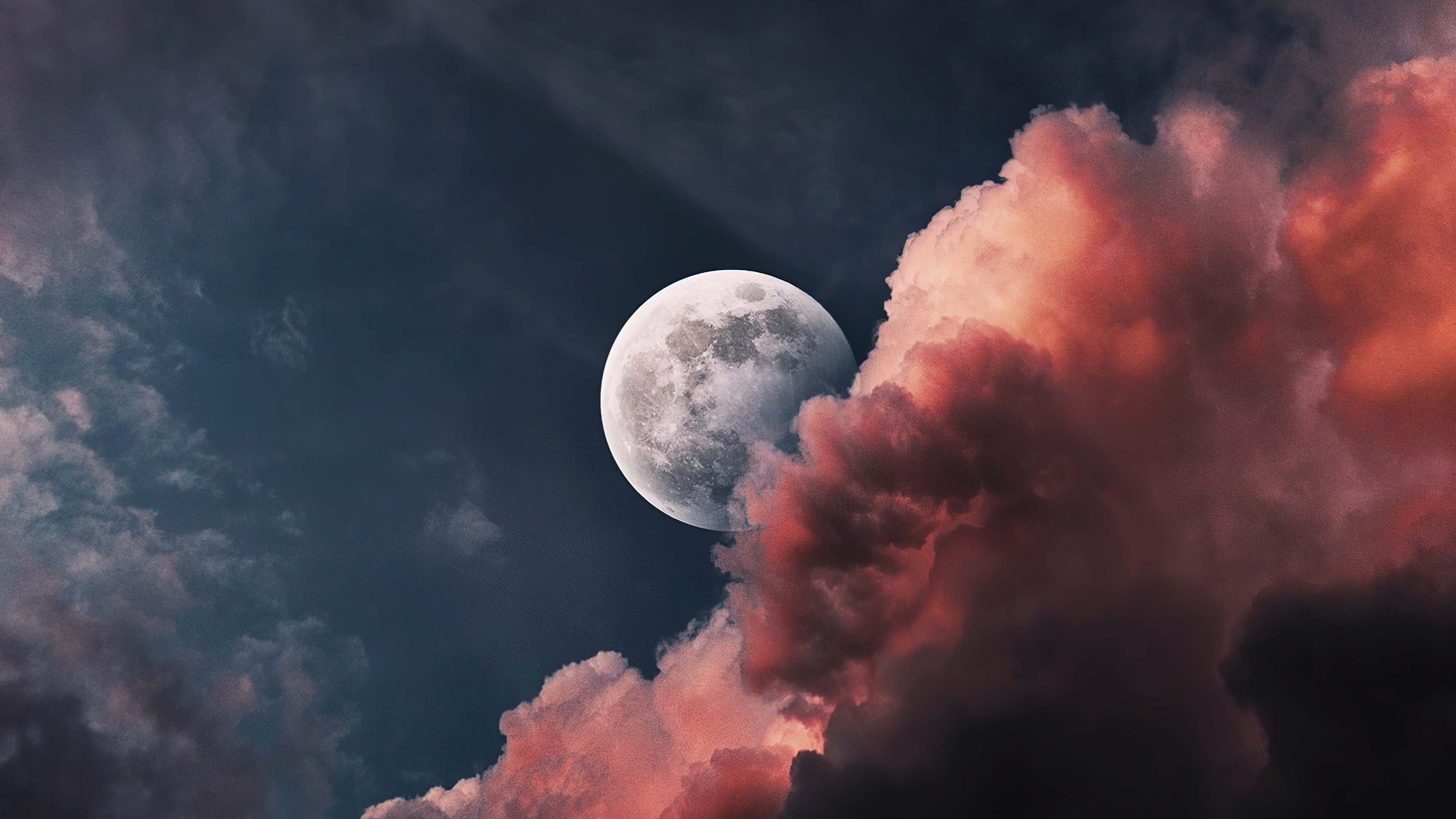 Cool Moon, full moon, fiery orange, 4K Desktop Wallpaper