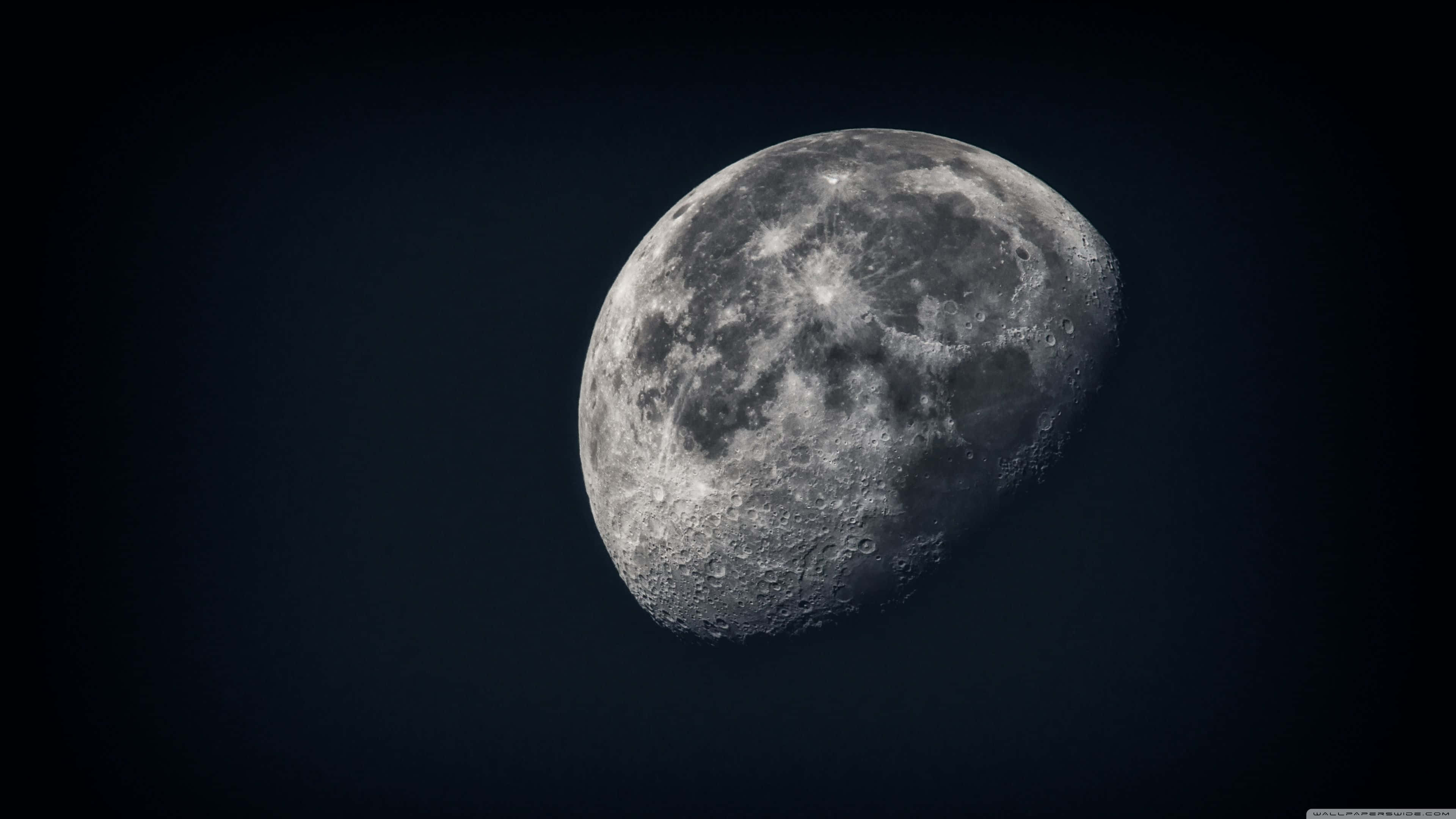 Cool Moon, cratered surface, deep black space, 4K Desktop Wallpaper