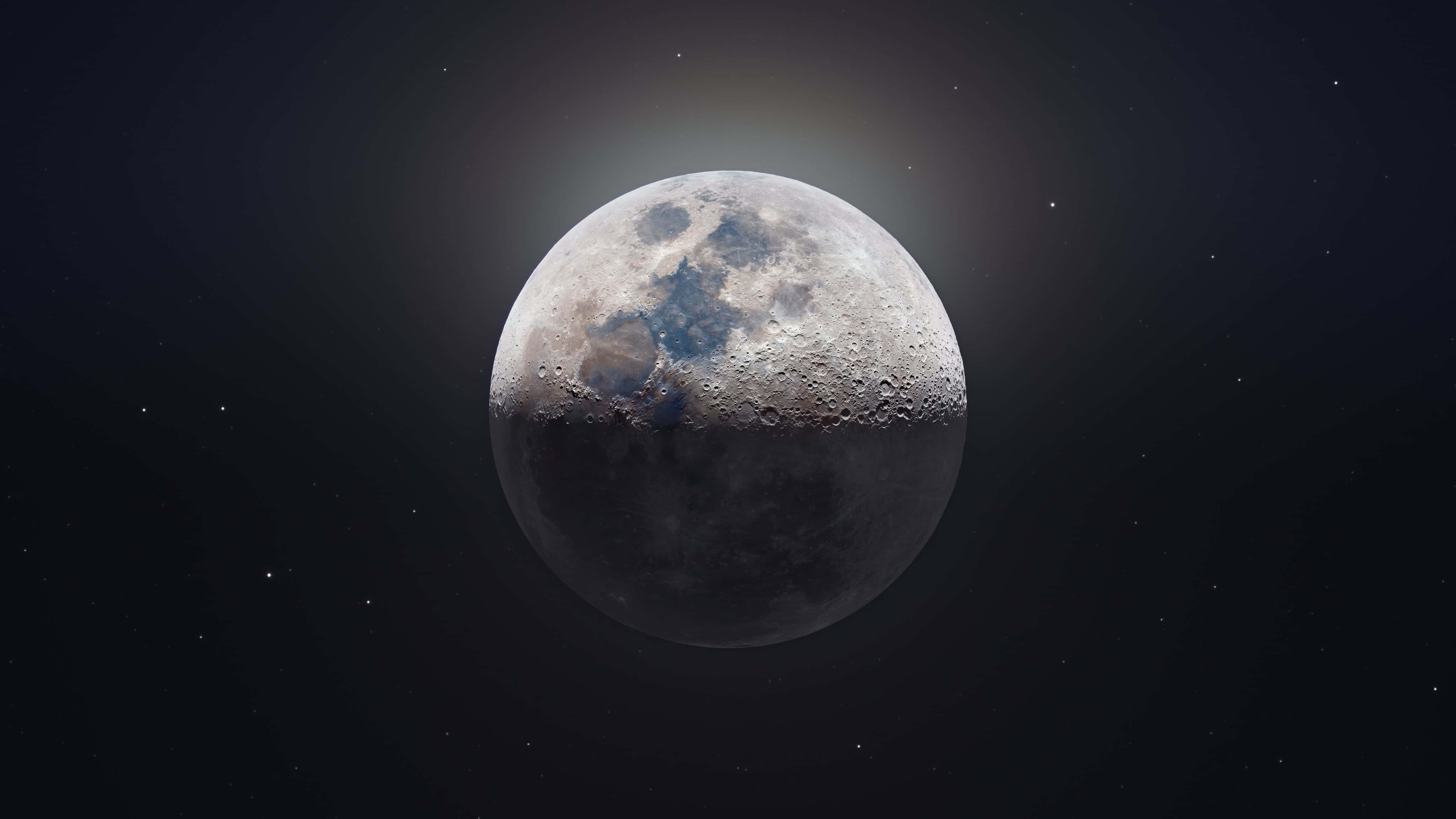 Cool Moon, moon, starry night sky, 4K Desktop Wallpaper
