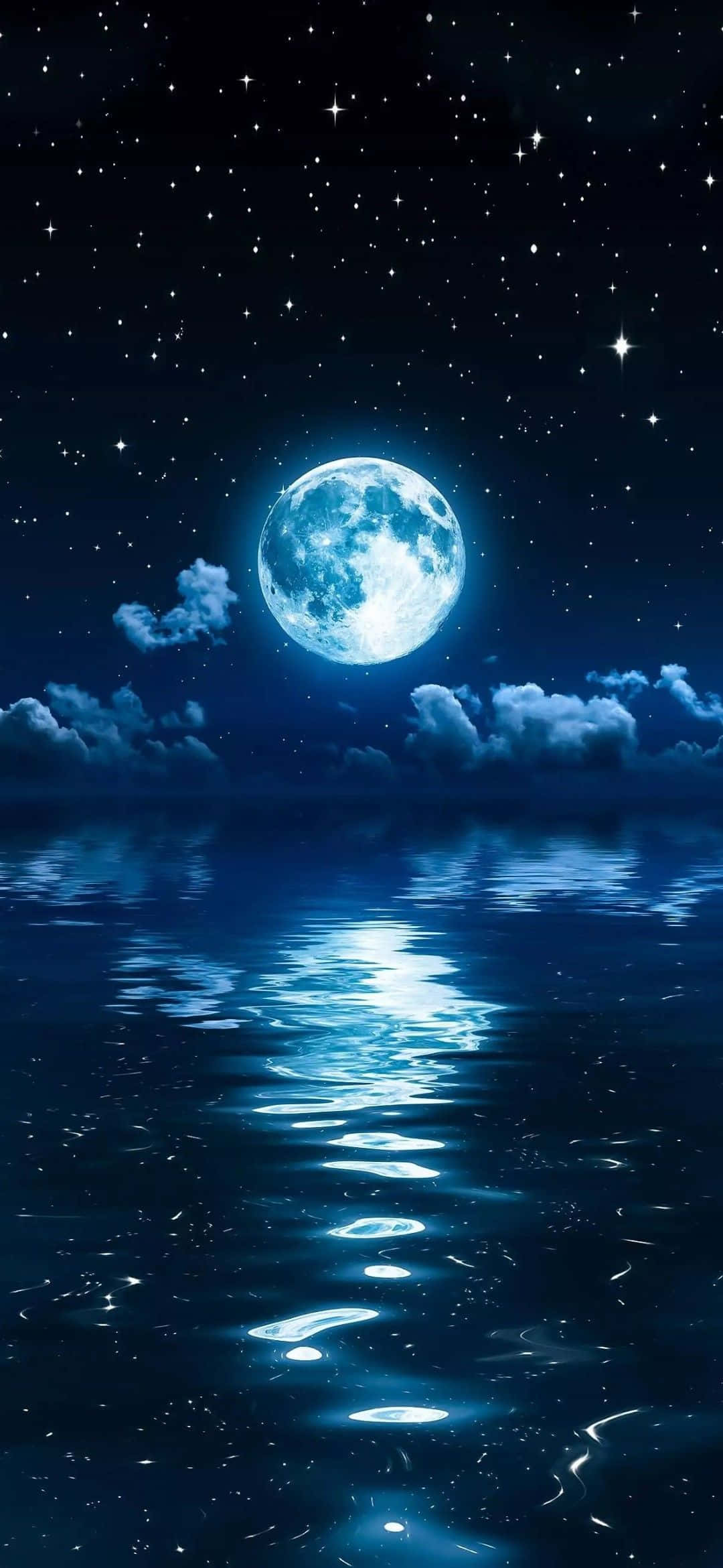 Cool Moon, full moon, calm ocean, Full HD Phone Wallpaper