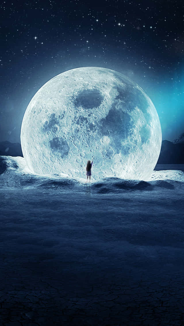 Cool Moon, lunar surface, glowing moon, SD Phone Wallpaper