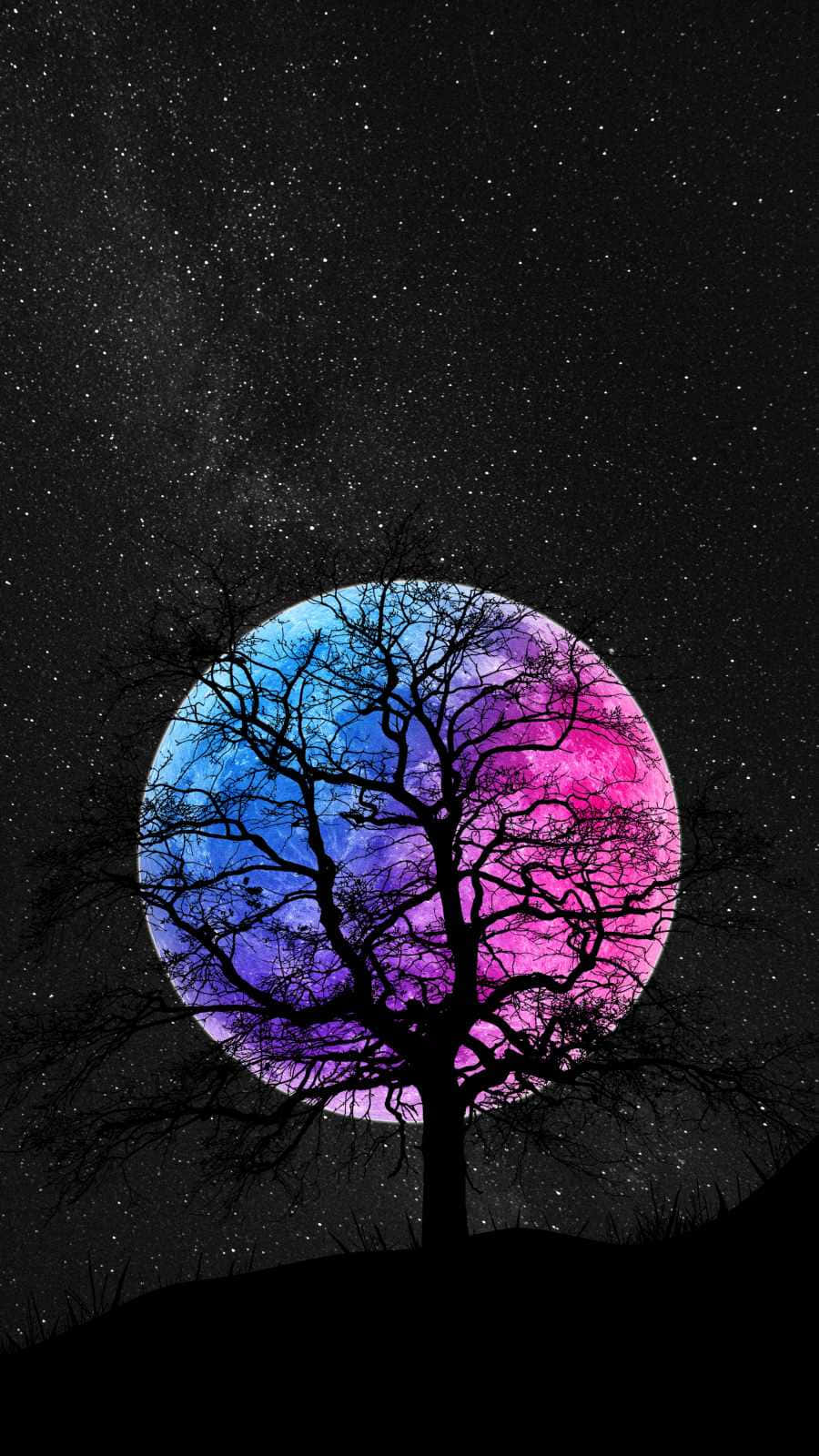 Cool Moon, blue and pink hues, cosmic moon, HD Phone Wallpaper
