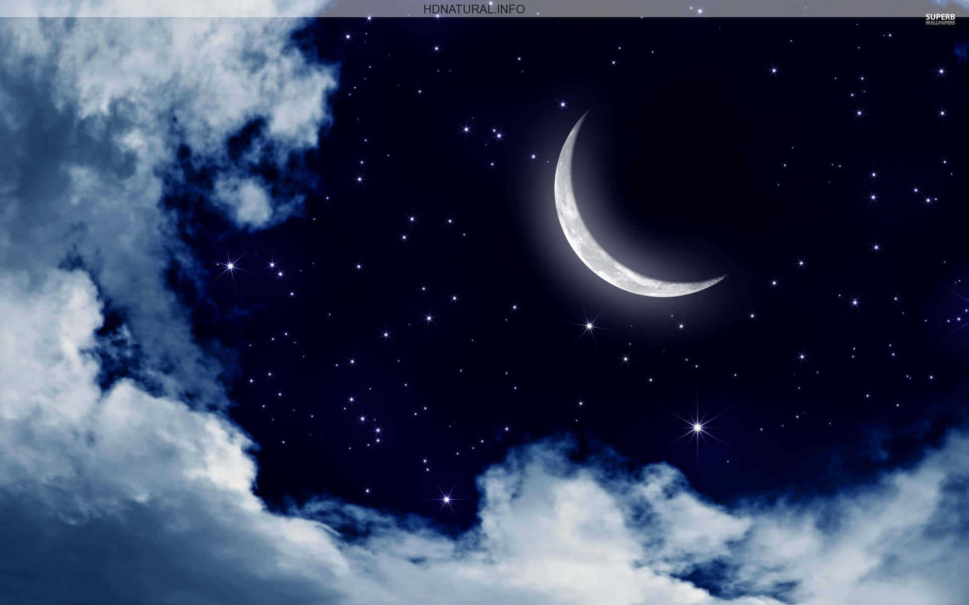 Cool Moon, crescent moon, swirling clouds, Full HD Desktop Wallpaper