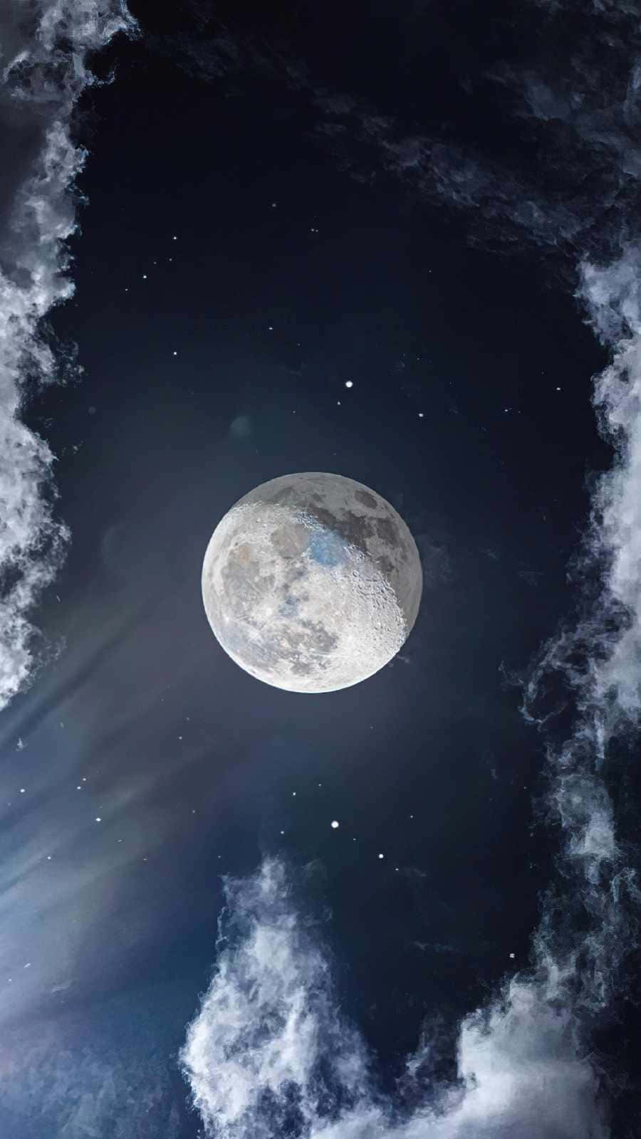 Cool Moon, full moon, starry night sky, HD Phone Wallpaper