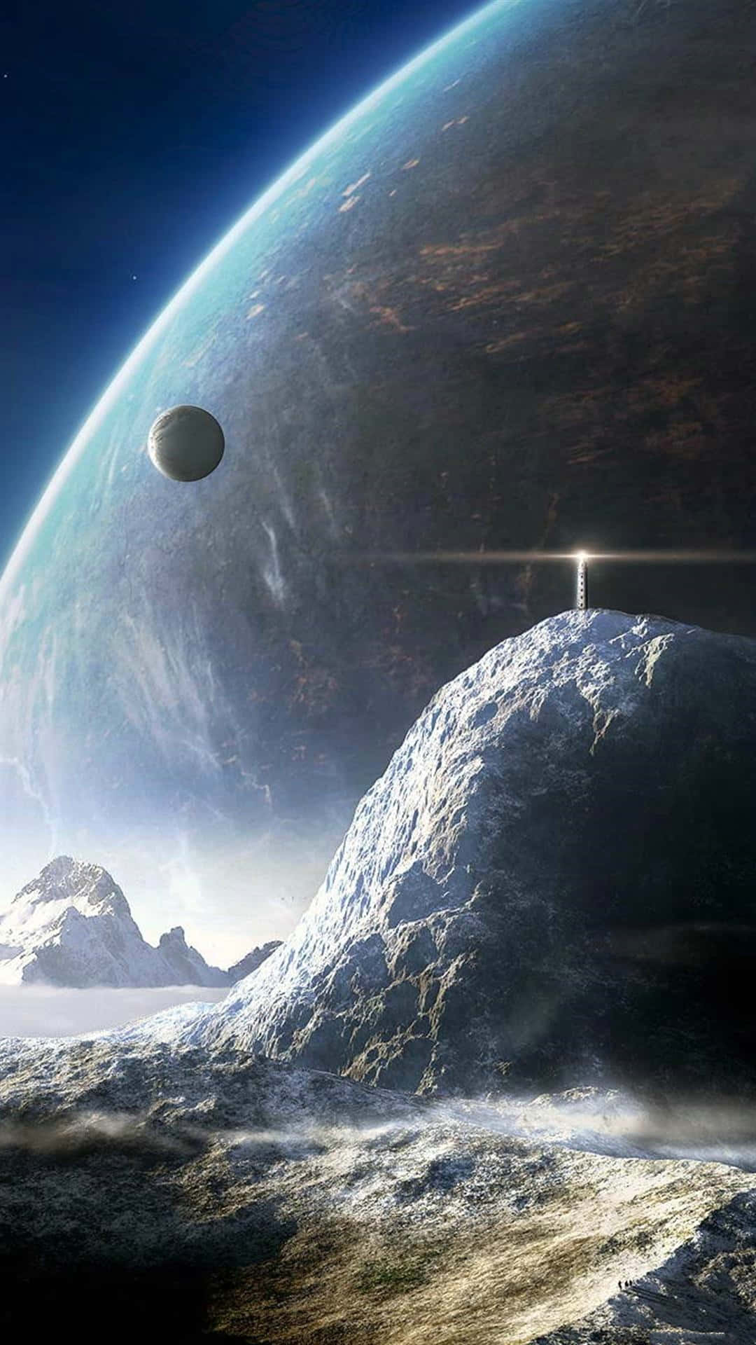 Cool Moon, alien planet, snowy mountain peak, Full HD Phone Wallpaper