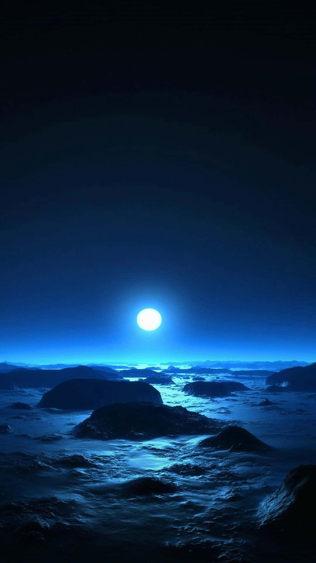 cool moon, full moon, blue glow, Full HD Phone Wallpaper
