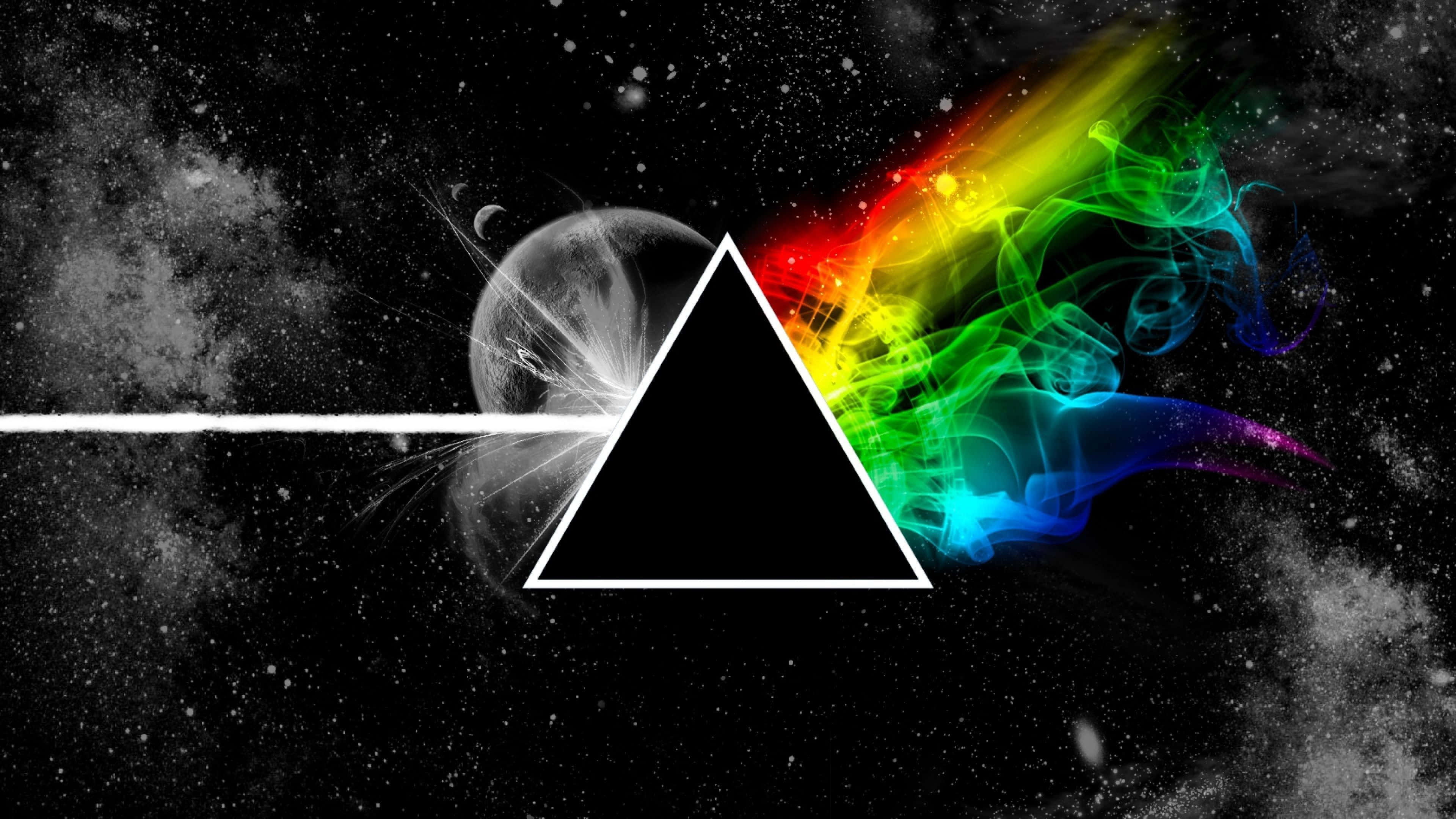 OLED 4K HDR, dark side of the moon, rainbow smoke, 4K Desktop Wallpaper