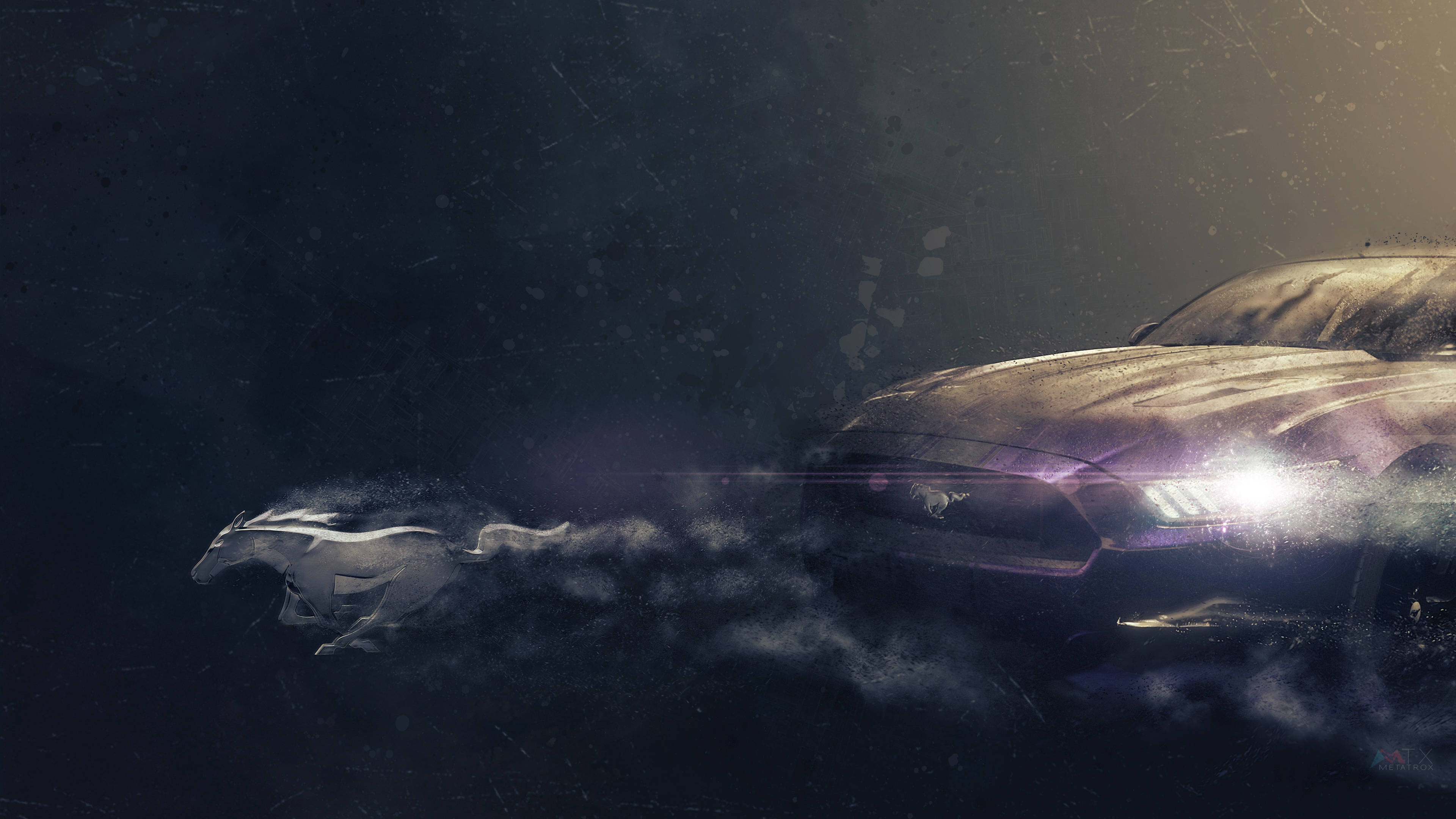 Cool Mustang, silver, dusk, 4K Desktop Wallpaper