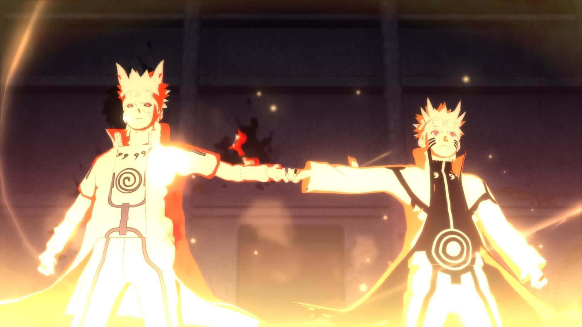 Naruto, anime characters, glowing orange suits, Full HD Desktop Wallpaper