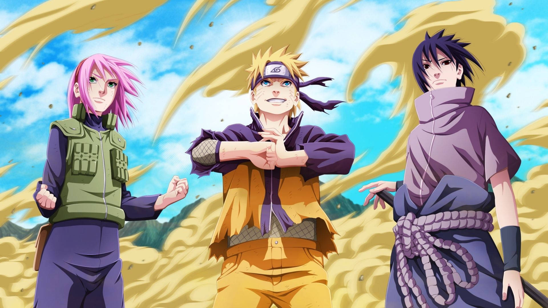 Naruto, anime ninja characters, dynamic sky, Full HD Desktop Wallpaper