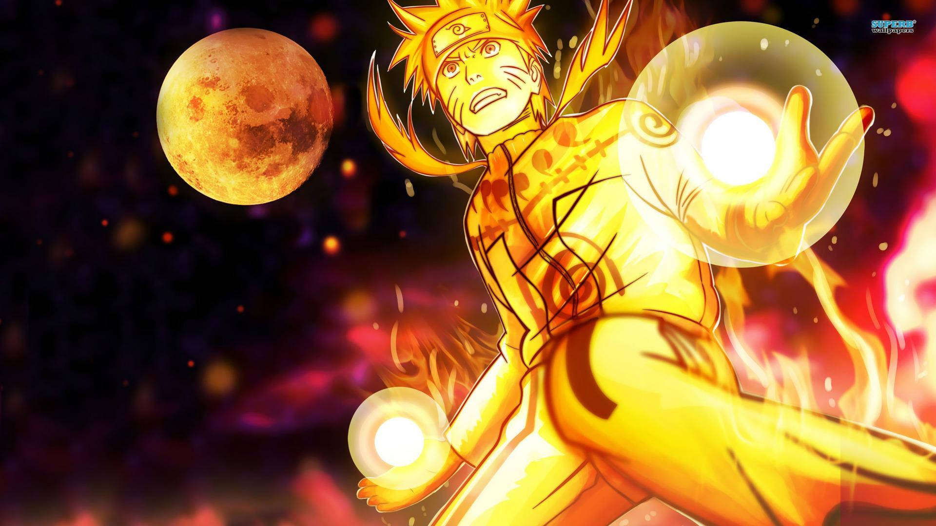 Naruto, golden chakra mode, energy spheres, Full HD Desktop Wallpaper