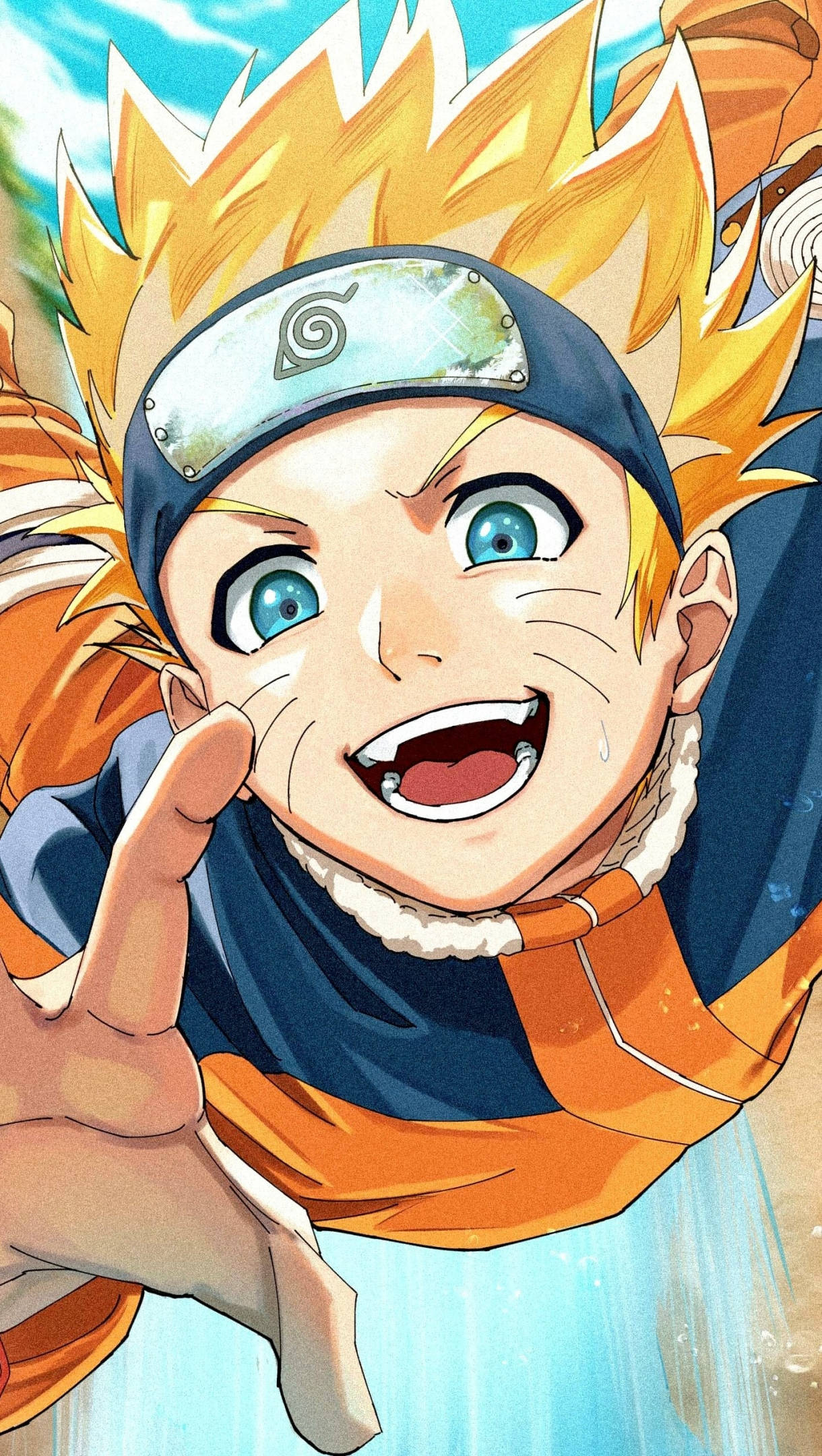 Naruto, spiky blonde hair, blue eyes, Full HD Phone Wallpaper