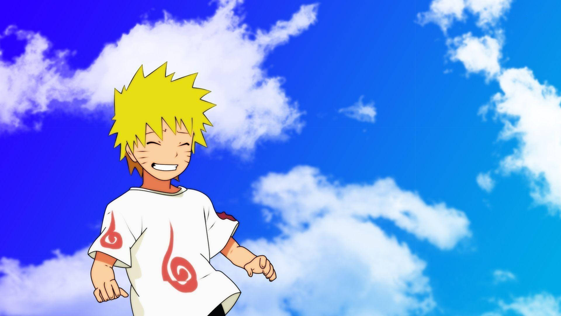Naruto, spiky yellow hair, bright blue sky, Full HD Desktop Wallpaper